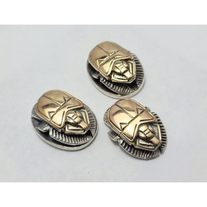 Allan Adler Sterling Silver & GP Scarab Cufflinks & Pin Silversmith to the Stars