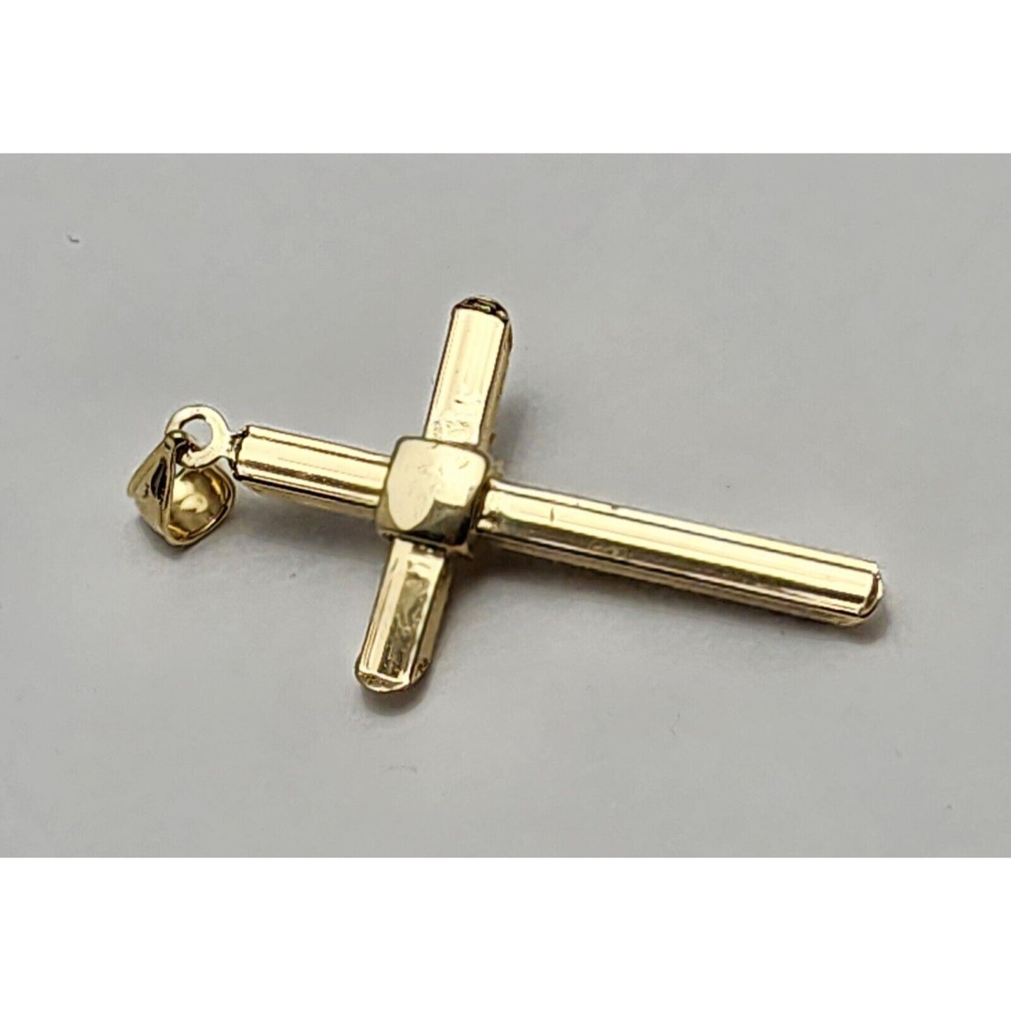 14K Solid Yellow Gold Jesus On Cross CZ Charm Pendant