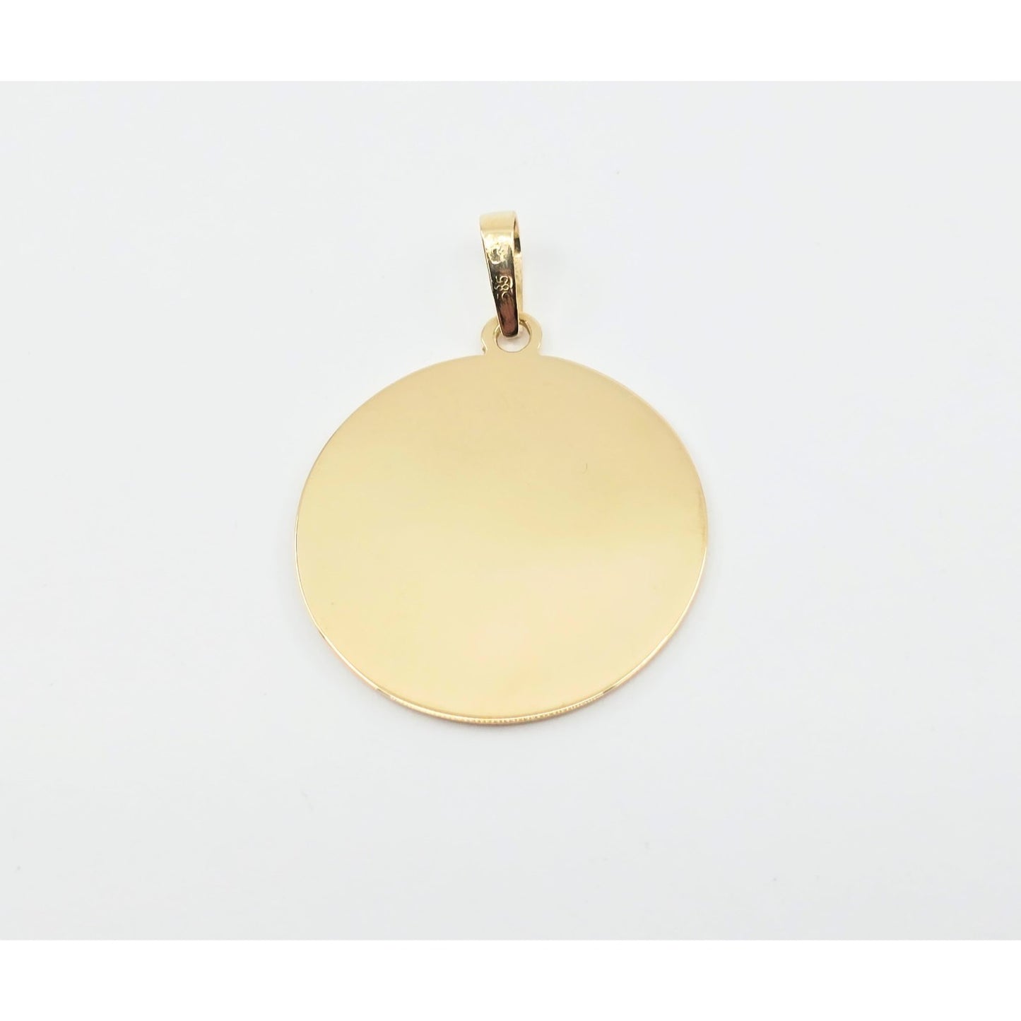 14K Yellow Gold Religious Round Saint Mary Charm Pendant