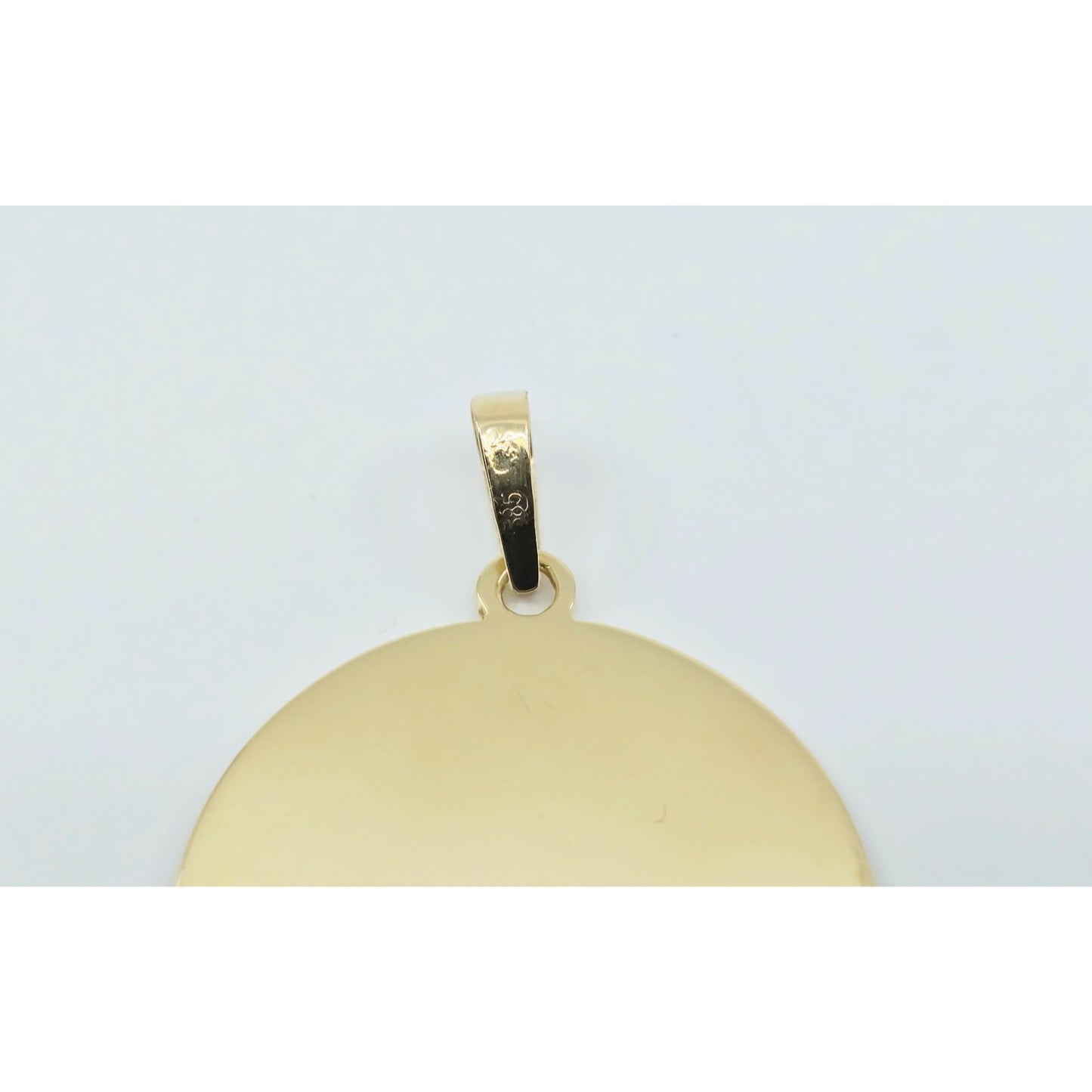 14K Yellow Gold Religious Round Saint Mary Charm Pendant