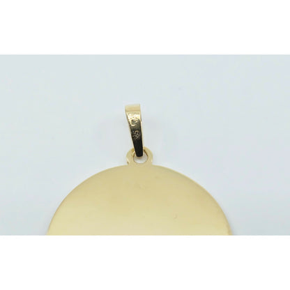 14K Yellow Gold Religious Round Saint Mary Charm Pendant