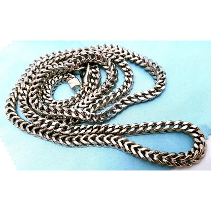 Large 10K White Gold Franco Link Chain Necklace