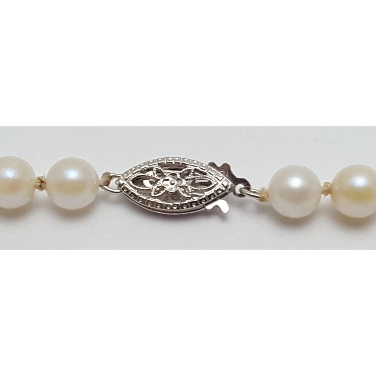 14K White Gold Pearl Choker Bead Ball Necklace