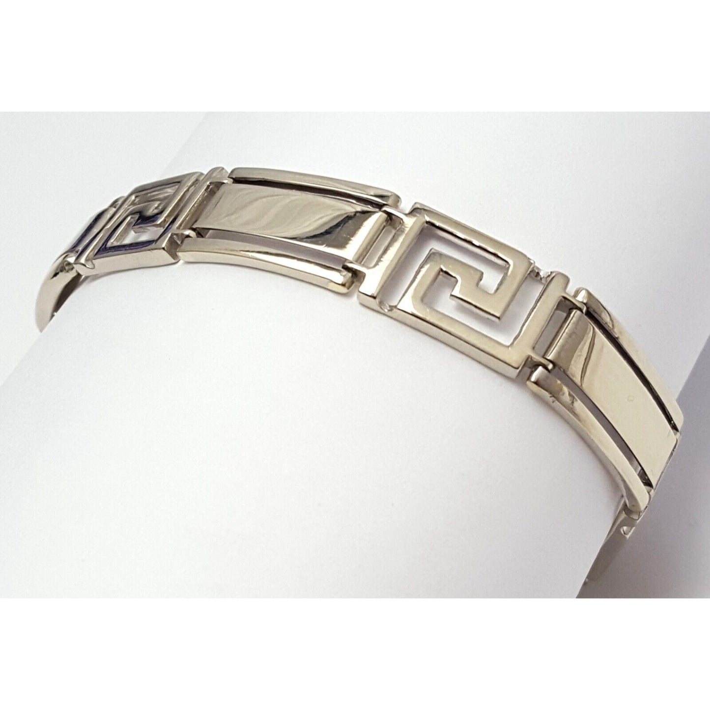 14K Solid White Gold Fancy Link Bracelet