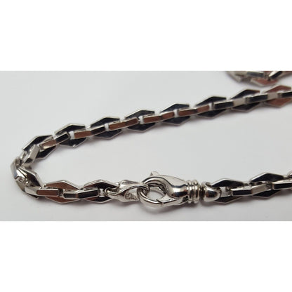 14K White Gold Designer Link Chain Necklace