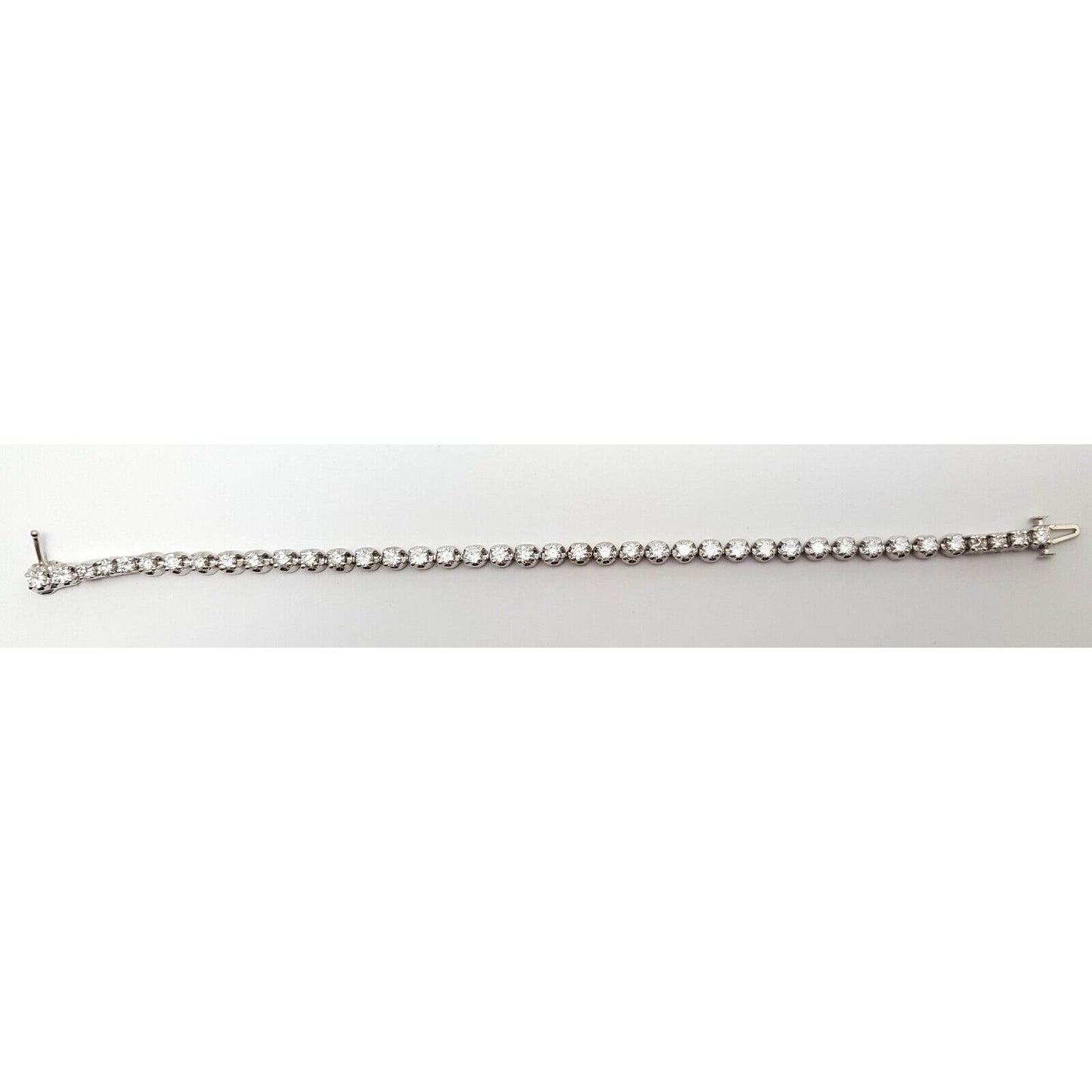 14K Solid White Gold Designer Diamond Tennis Link Bracelet