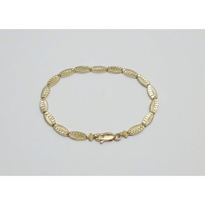 14K Solid Yellow Gold Diamond Cut Tennis Link Bracelet