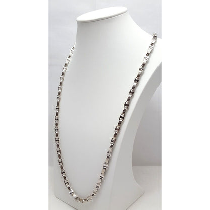 Large Heavy 18K White Gold Link Chain Necklace