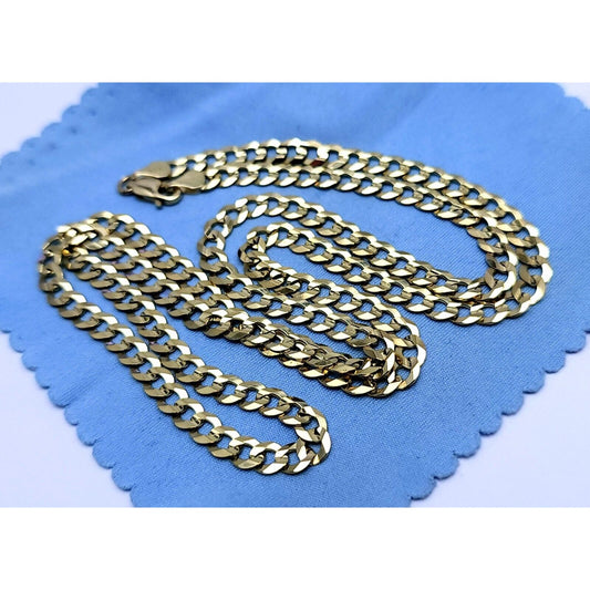 14K Yellow Gold Diamond Cut Cuban Link Chain Necklace