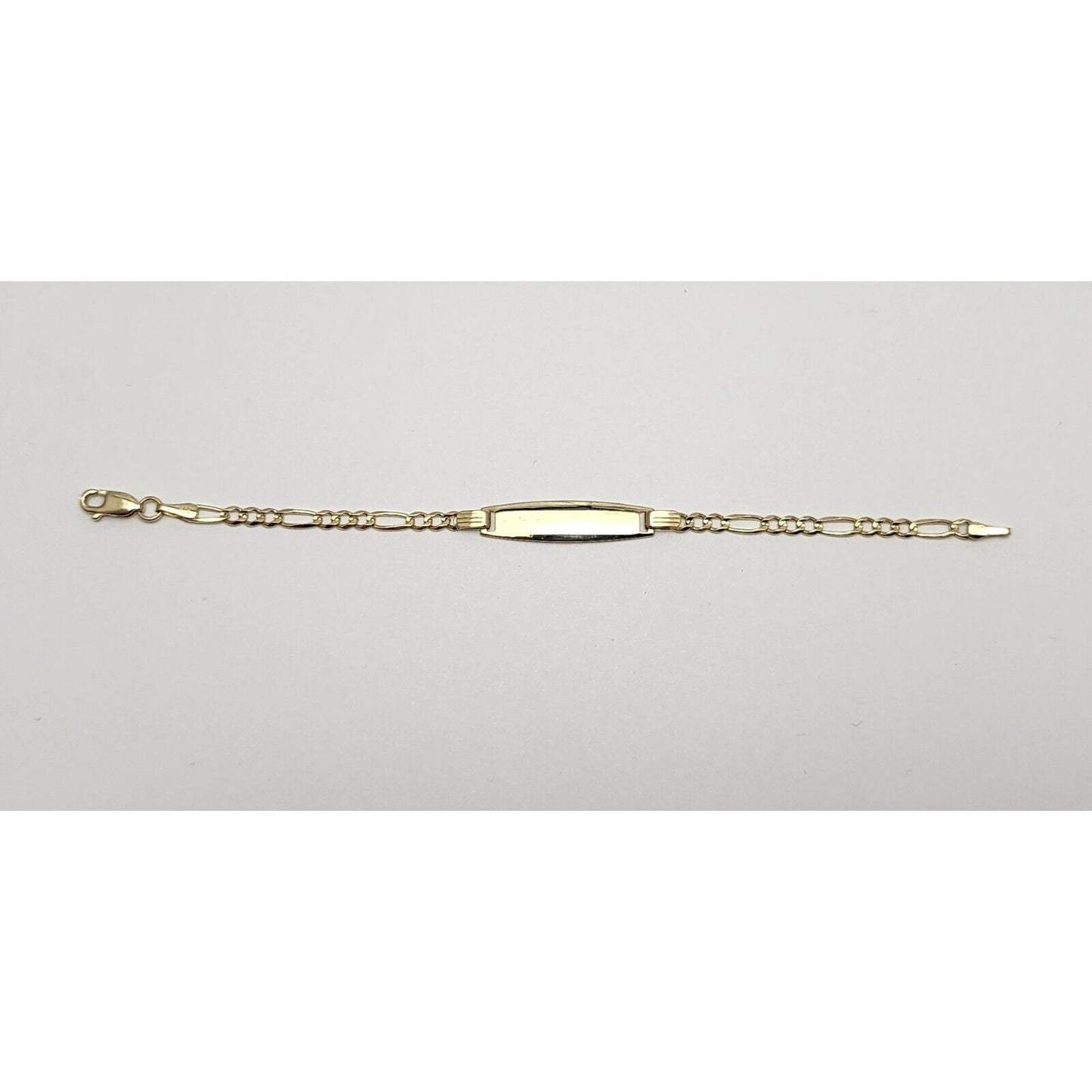 14K Karat Solid Yellow Gold Link ID Bracelet