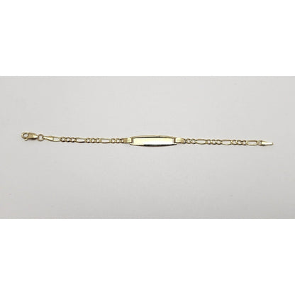 14K Karat Solid Yellow Gold Link ID Bracelet