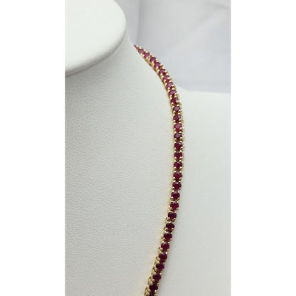 14K Yellow Gold Graduated Ruby Link Necklace