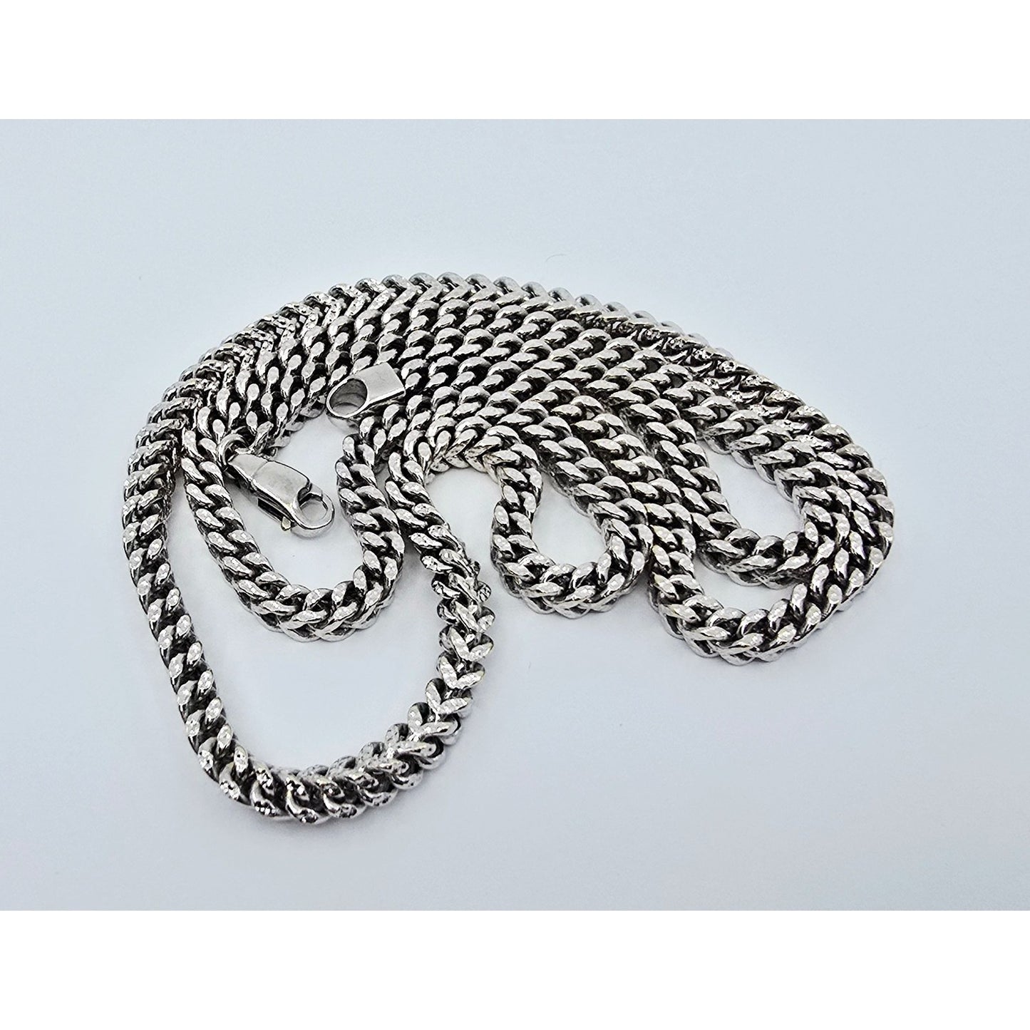 10K White Gold  Franco Link Chain Necklace