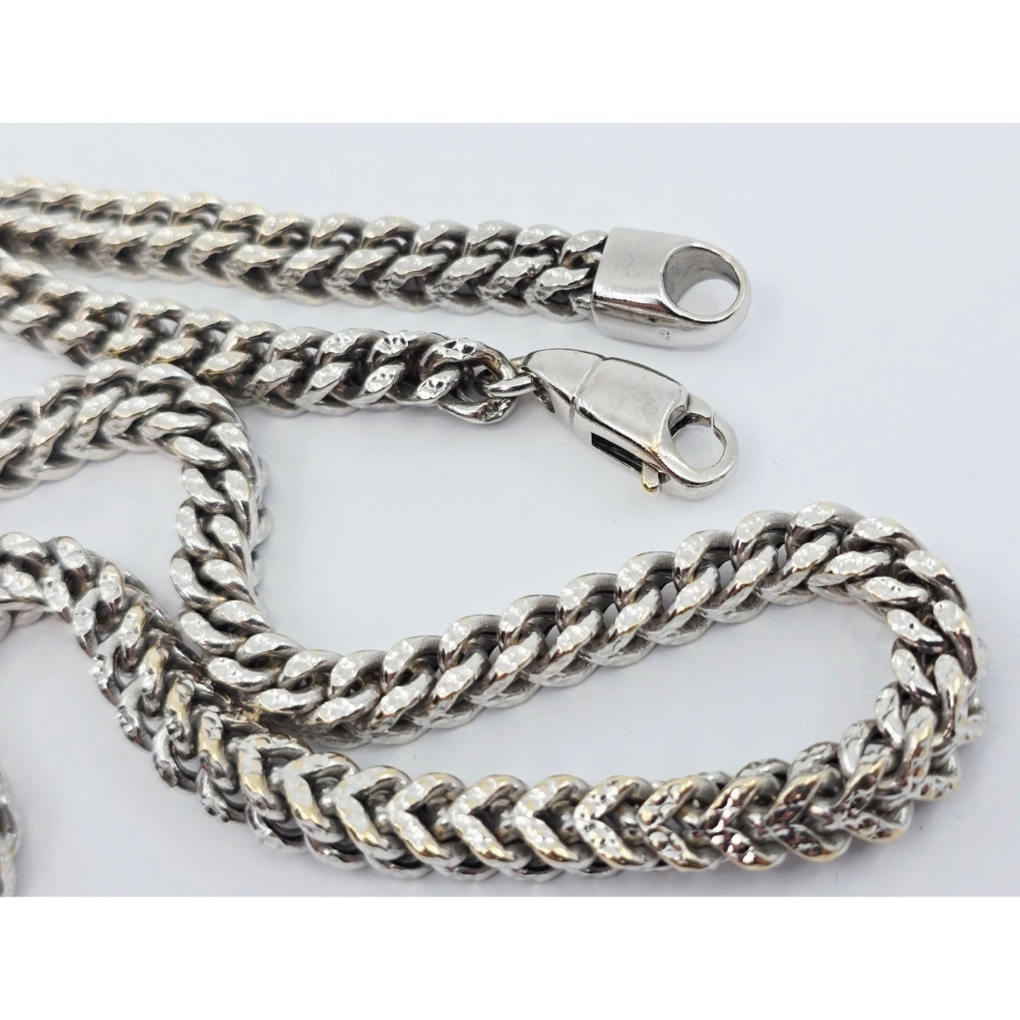 10K White Gold  Franco Link Chain Necklace