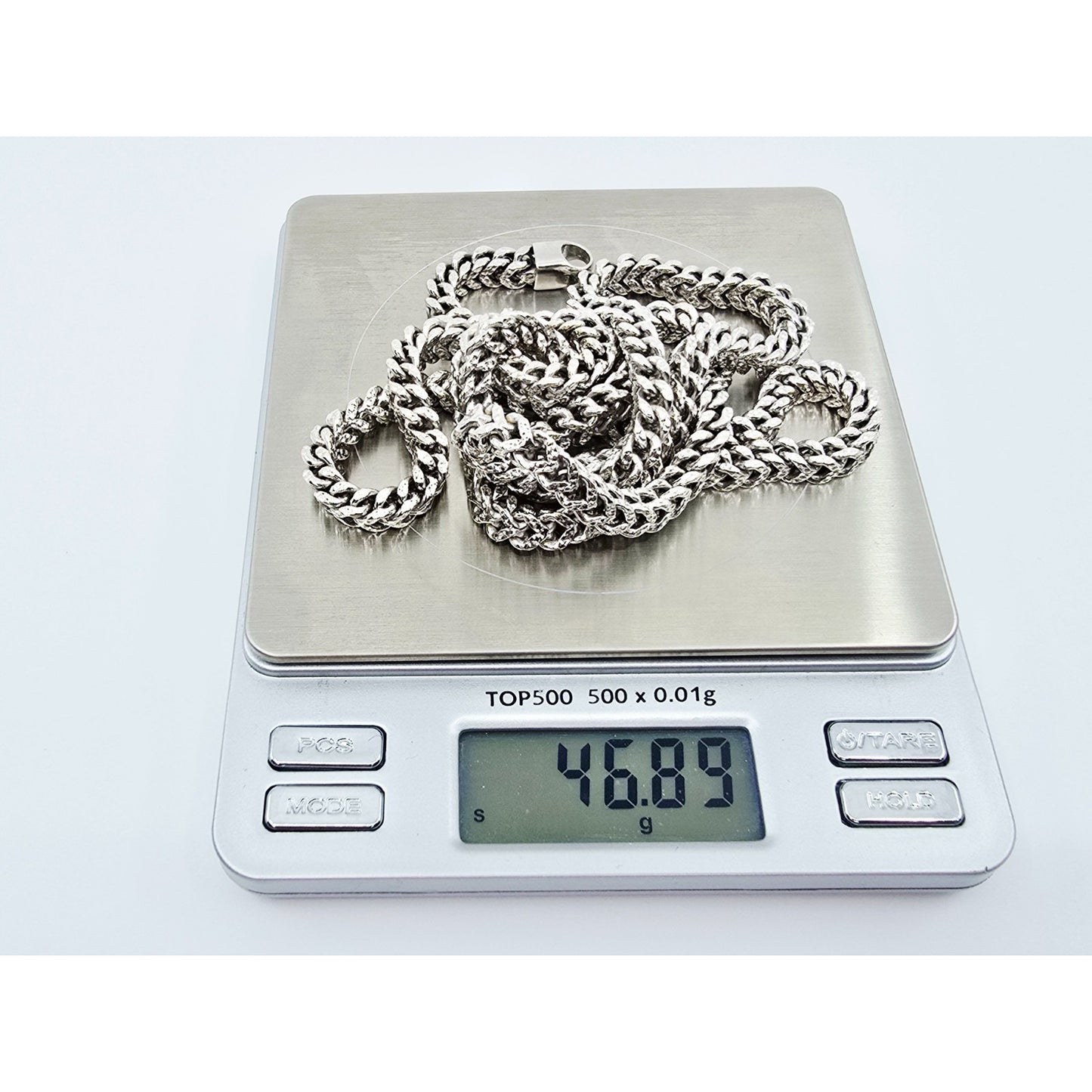 10K White Gold  Franco Link Chain Necklace