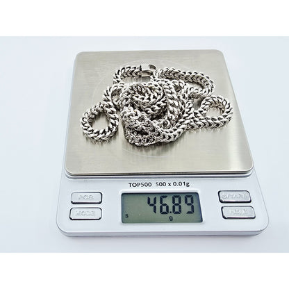 10K White Gold  Franco Link Chain Necklace