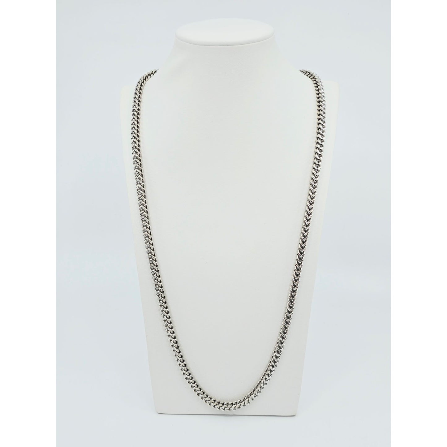 10K White Gold  Franco Link Chain Necklace