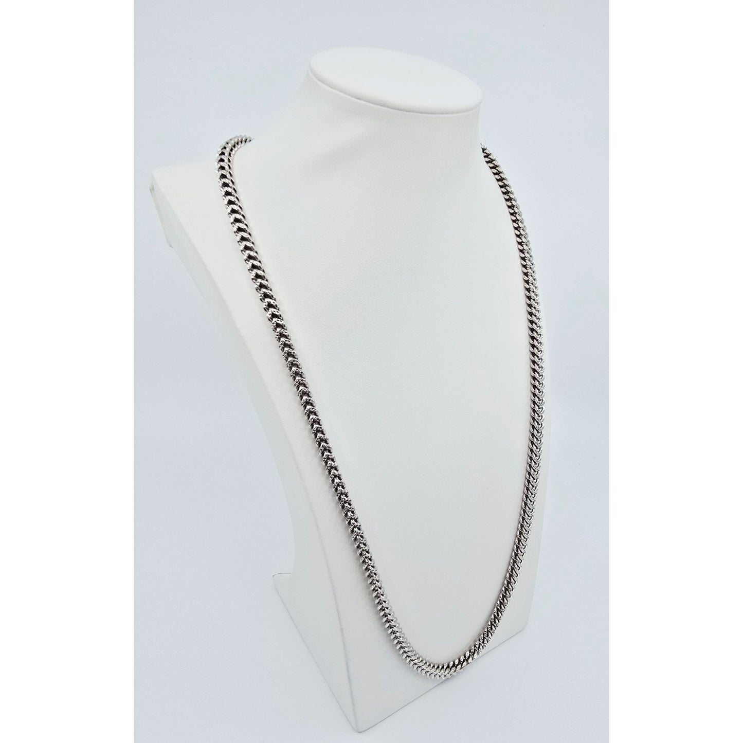 10K White Gold  Franco Link Chain Necklace