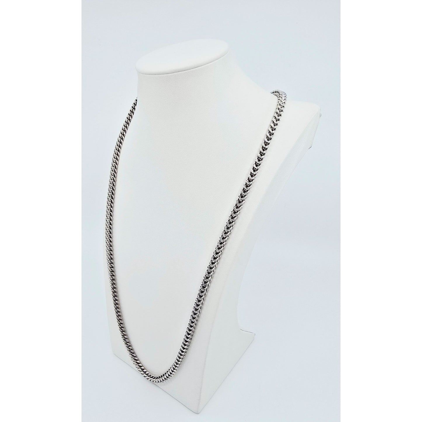 10K White Gold  Franco Link Chain Necklace