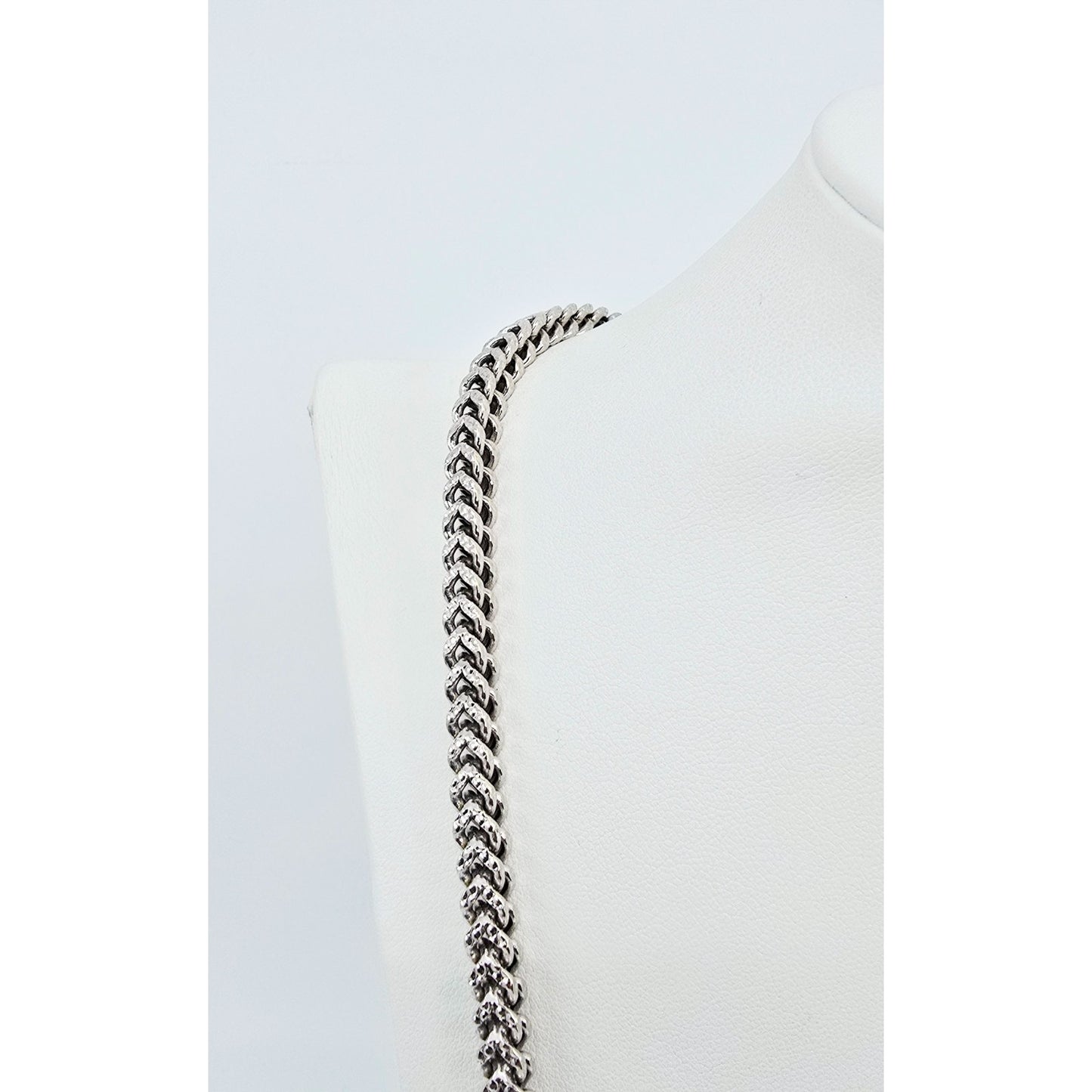 10K White Gold  Franco Link Chain Necklace