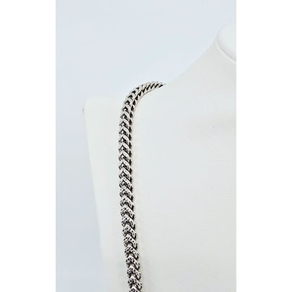 10K White Gold  Franco Link Chain Necklace