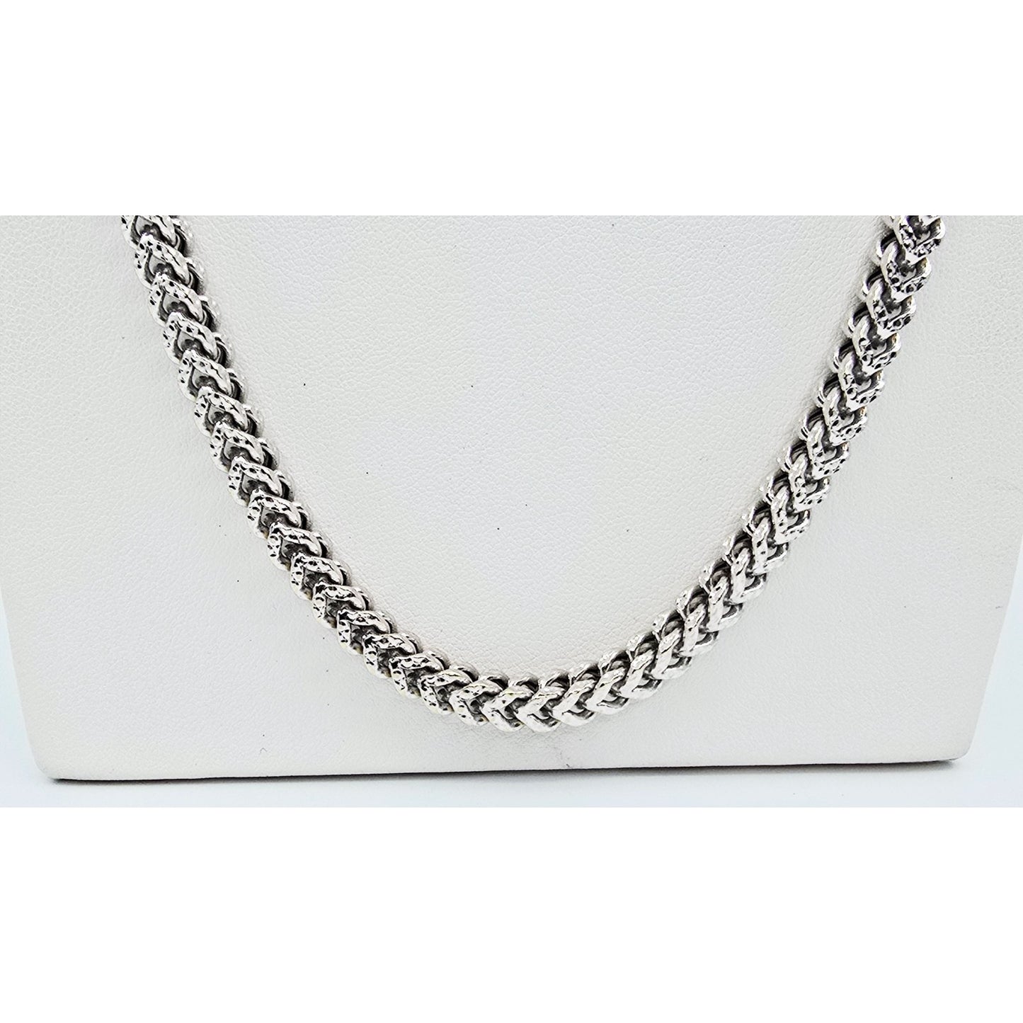 10K White Gold  Franco Link Chain Necklace