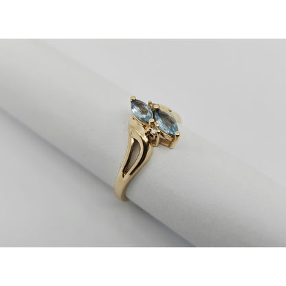 14K Yellow Gold Aquamarine & Diamond Ring