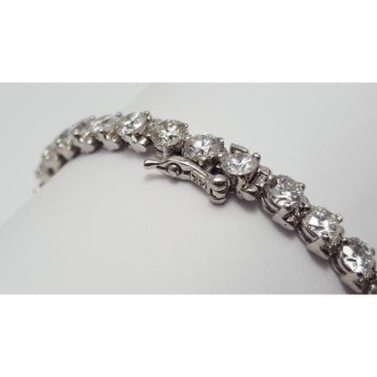 14K Solid White Gold Diamond Tennis Link Bracelet