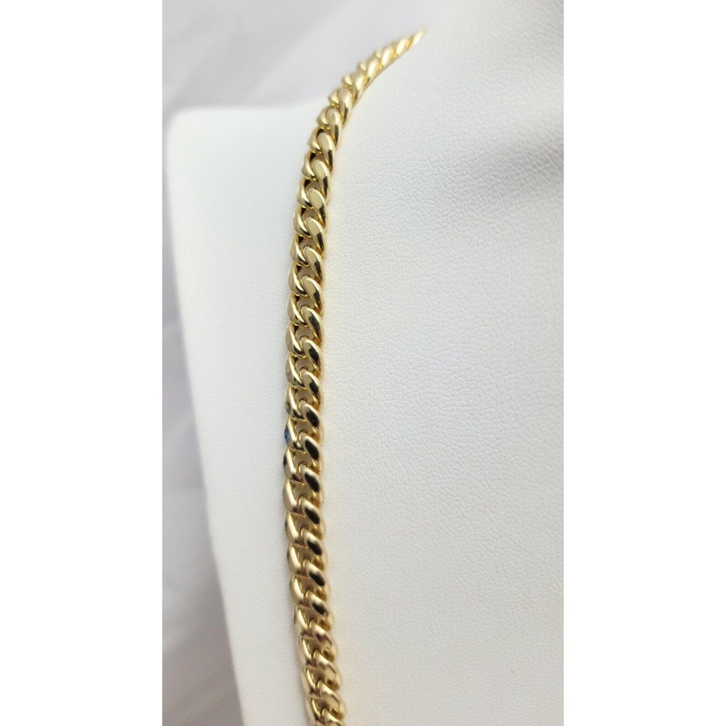 14K Solid Yellow Gold Cuban Link Chain Necklace