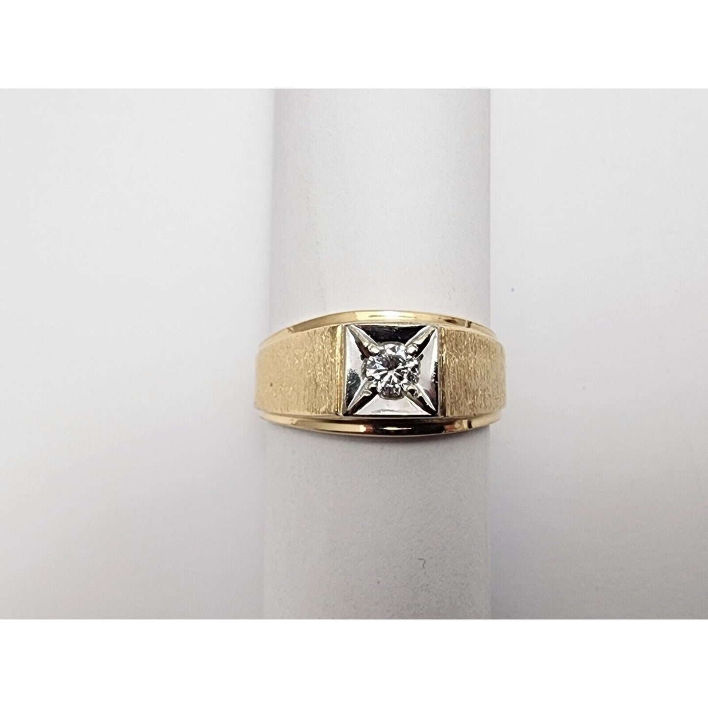 14K Two Tone Gold Mens Diamond Ring