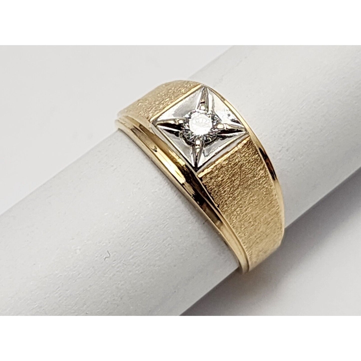 14K Two Tone Gold Mens Diamond Ring