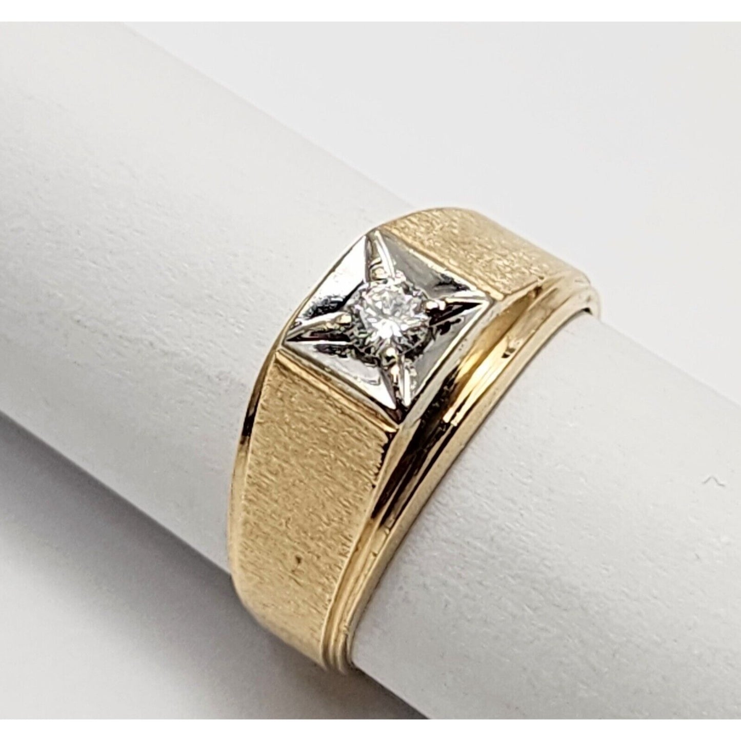 14K Two Tone Gold Mens Diamond Ring