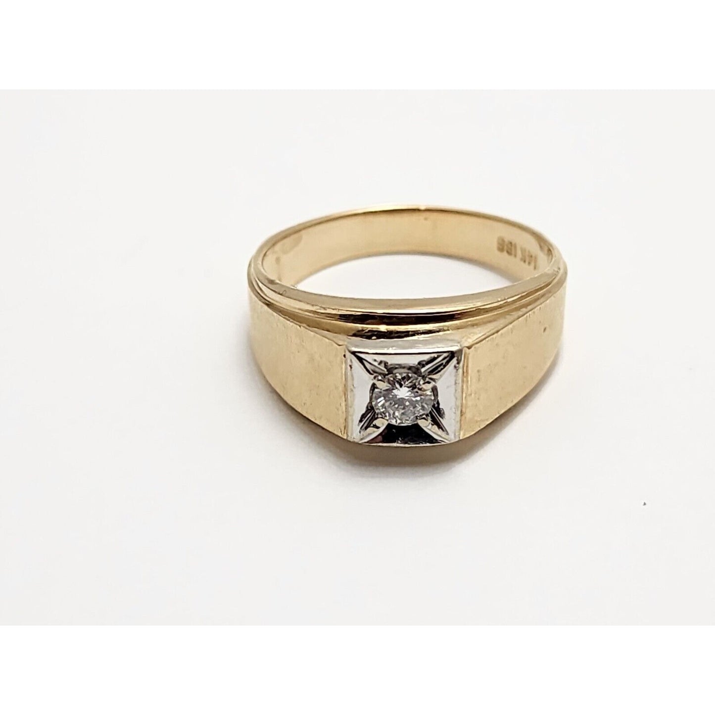 14K Two Tone Gold Mens Diamond Ring