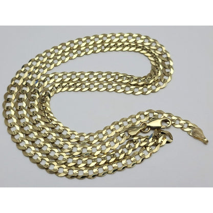 14K Yellow Gold Diamond Cut Cuban Link Chain Necklace