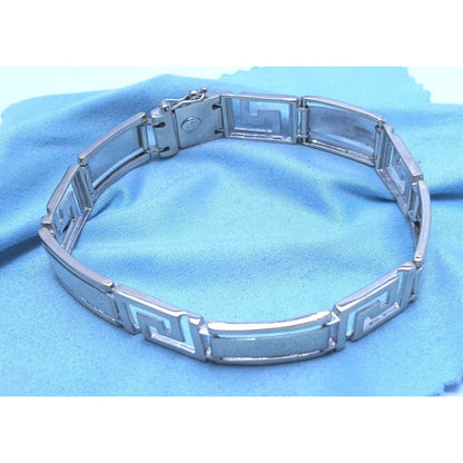 14K Solid White Gold Fancy Link Bracelet