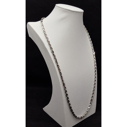 14K White Gold Designer Link Chain Necklace