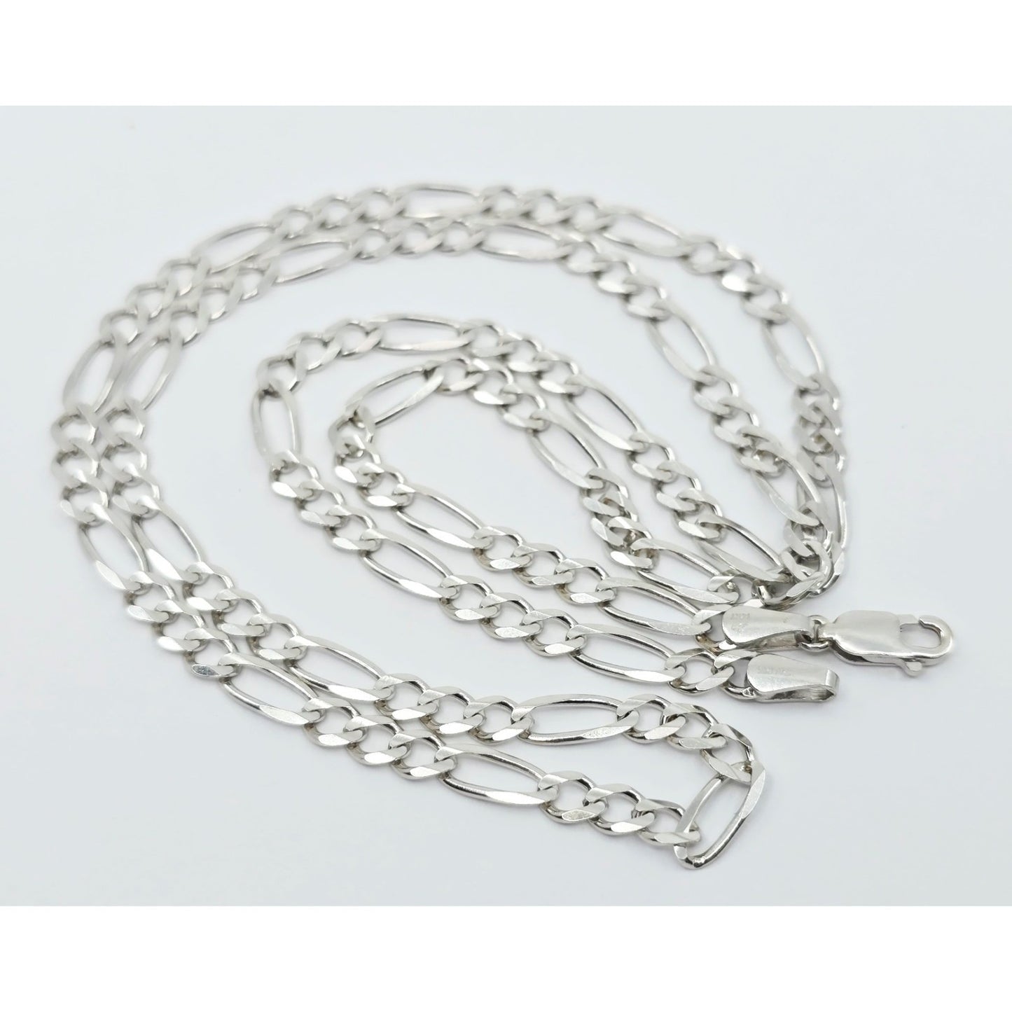 14K White Gold Figaro Link Chain Necklace