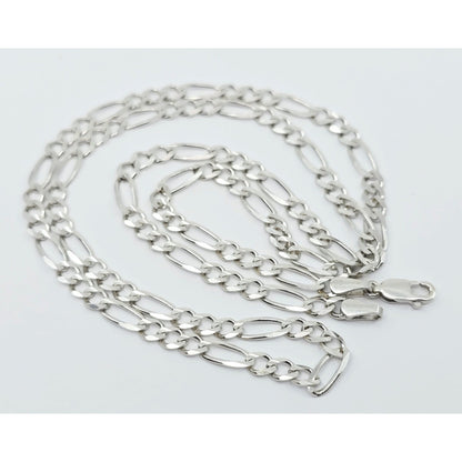 14K White Gold Figaro Link Chain Necklace