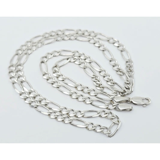 14K White Gold Figaro Link Chain Necklace