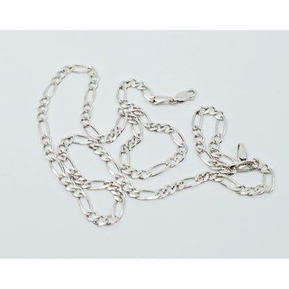 14K White Gold Figaro Link Chain Necklace