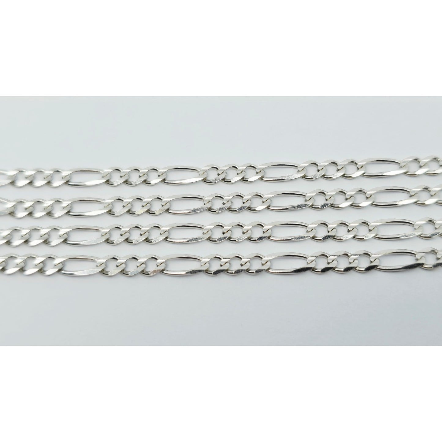 14K White Gold Figaro Link Chain Necklace