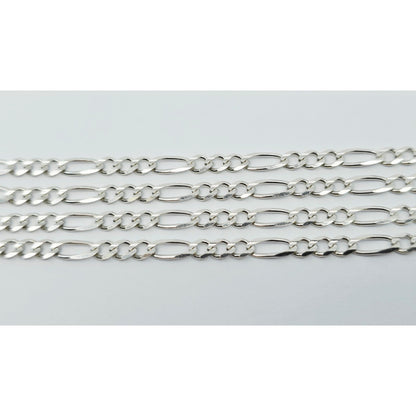14K White Gold Figaro Link Chain Necklace