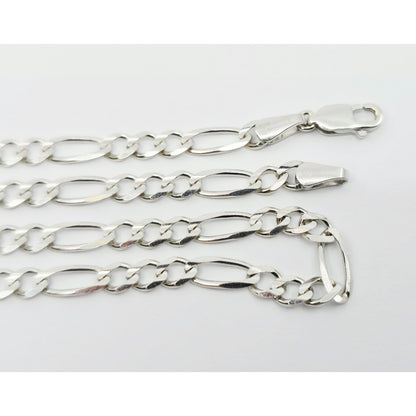 14K White Gold Figaro Link Chain Necklace