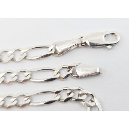 14K White Gold Figaro Link Chain Necklace