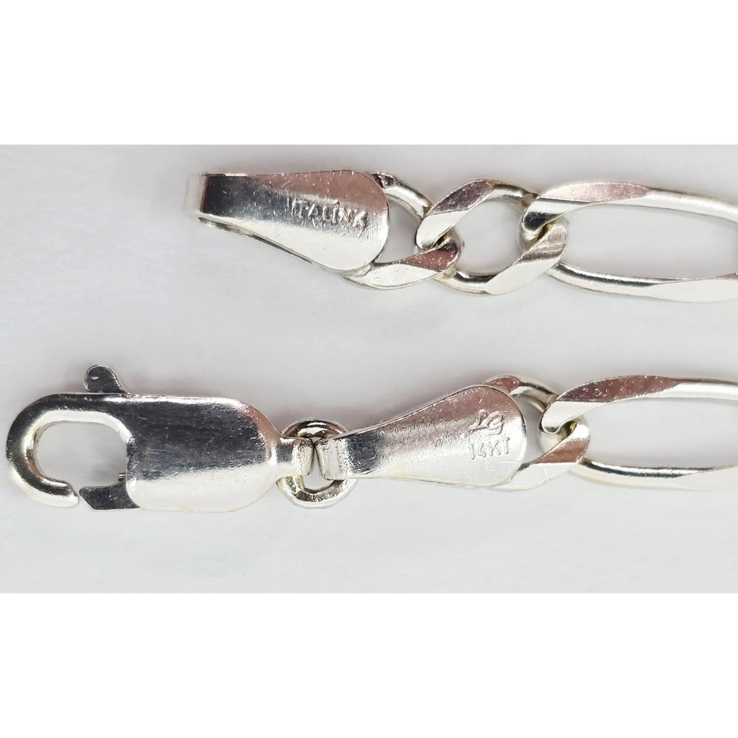 14K White Gold Figaro Link Chain Necklace