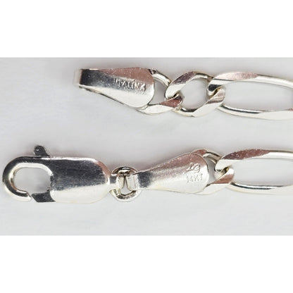 14K White Gold Figaro Link Chain Necklace