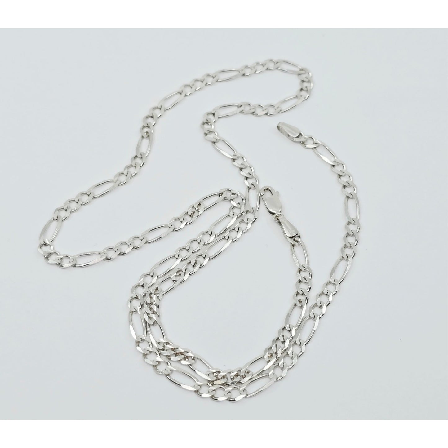 14K White Gold Figaro Link Chain Necklace
