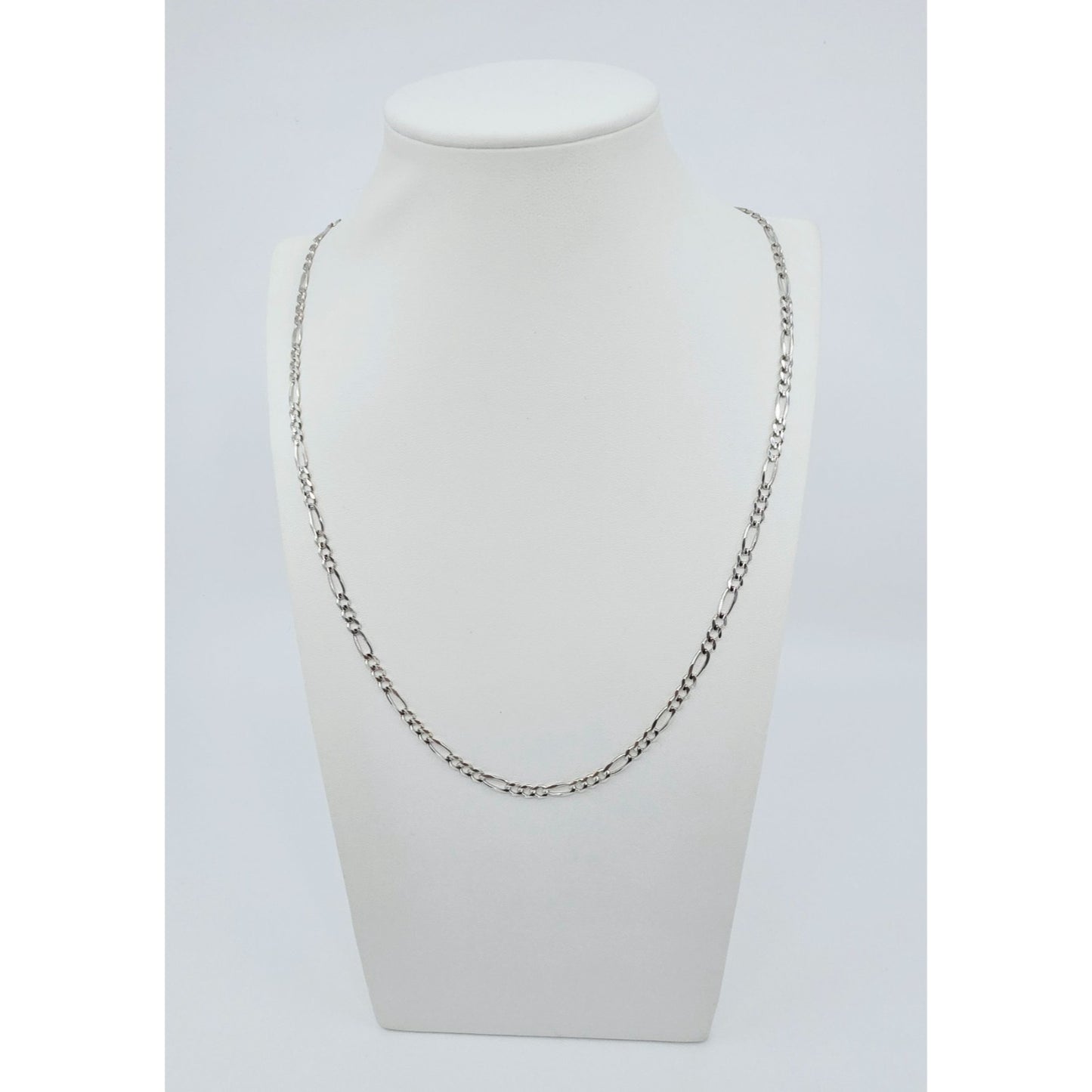14K White Gold Figaro Link Chain Necklace