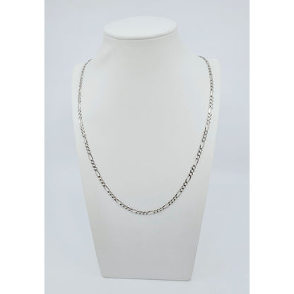 14K White Gold Figaro Link Chain Necklace