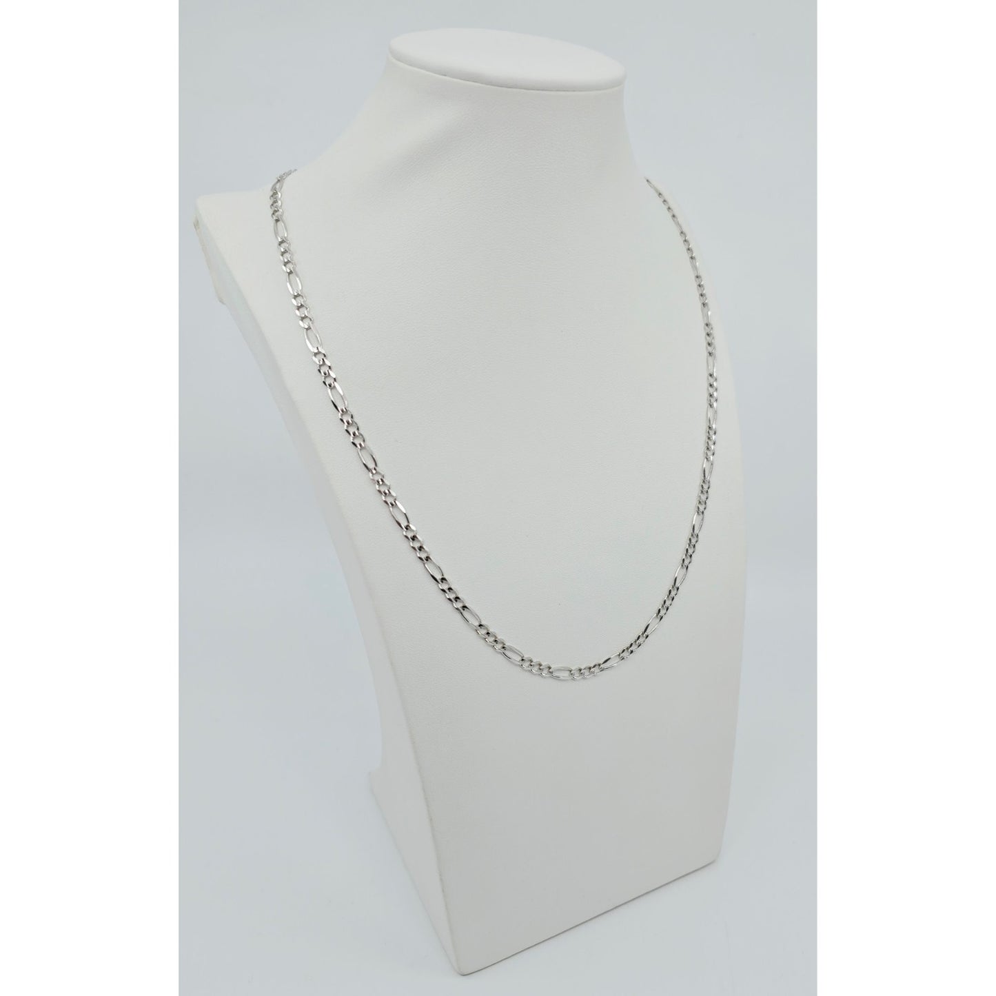 14K White Gold Figaro Link Chain Necklace